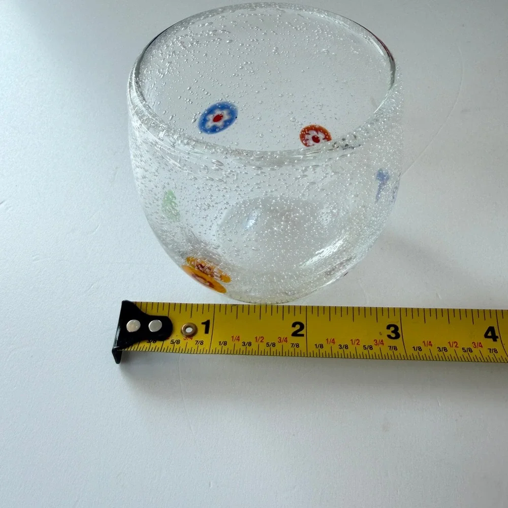 Crate and Barrel Millefiori Zazz Votive Small Bubble Glass Candle Set of 2